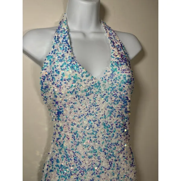B DARLIN Size XS Sequin Bodycon Halter Mini Dress‎ Semi Formal Bachelorette - Image 4