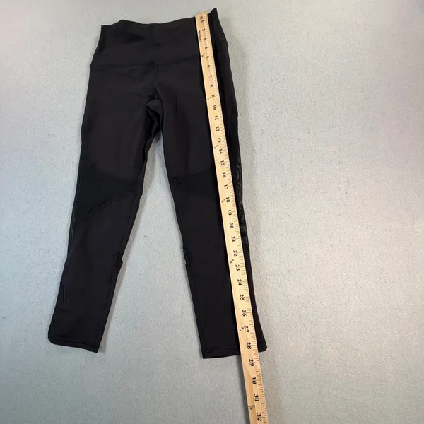 Alo Yoga Coast Mesh Inset Crop Leggings Black High Waist Athletic Pants - Image 7