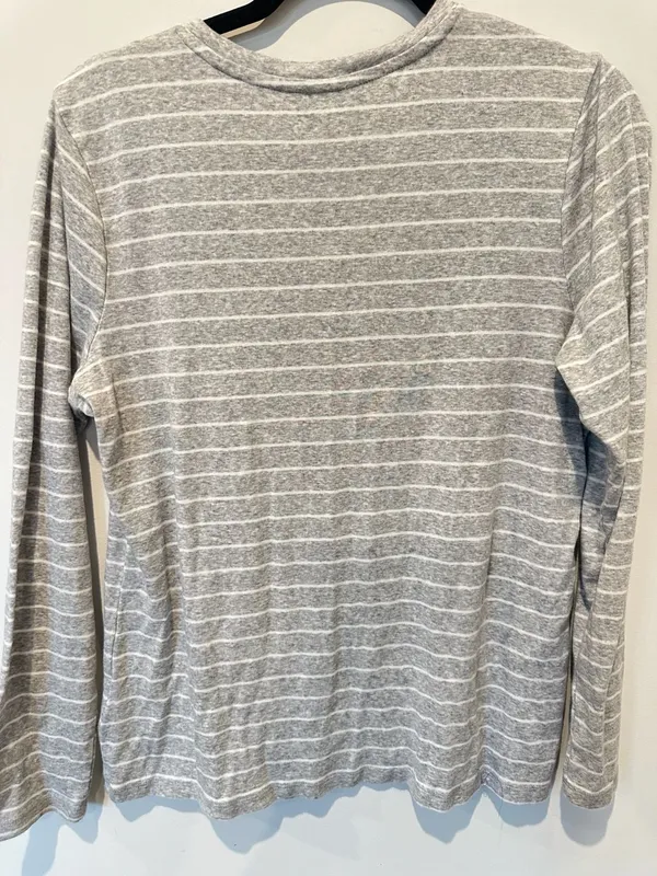 Eddie Bauer Women's Gray White Striped Long Sleeve Crewneck Tee Size L - Image 2