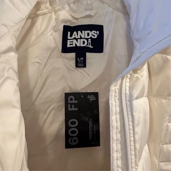 Lands’ End Women's Ivory Down Puffer Vest Size L Petite Lightweight‎ Casu… - Image 6