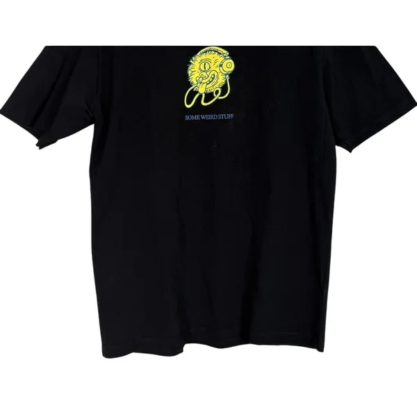 Zara Some Weird Stuff Graphic Oversized Relaxed Fit Basic T Shirt M Black Yellow - Image 6