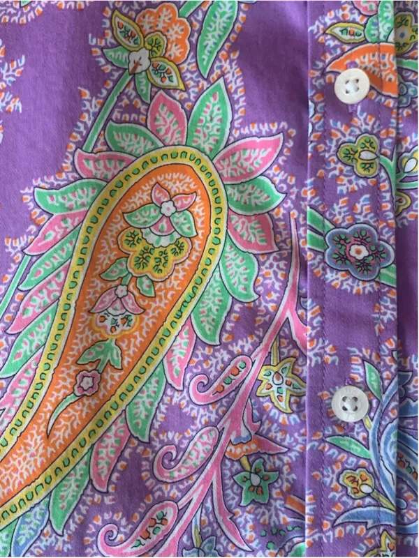 Lauren Ralph Lauren Paisley Button Down Shirt, Size M, Purple/Orange - Image 3