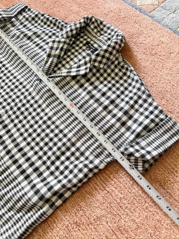 Madewell Black White Plaid Double Layer Oversized Shirt XXS Short Sleeve - Image 5