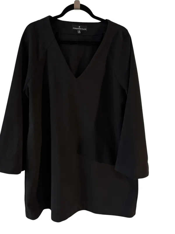 Pomander Place Tuckernuck Audrey Black V Neck Mini Dress Plus Size XXL - Image 10