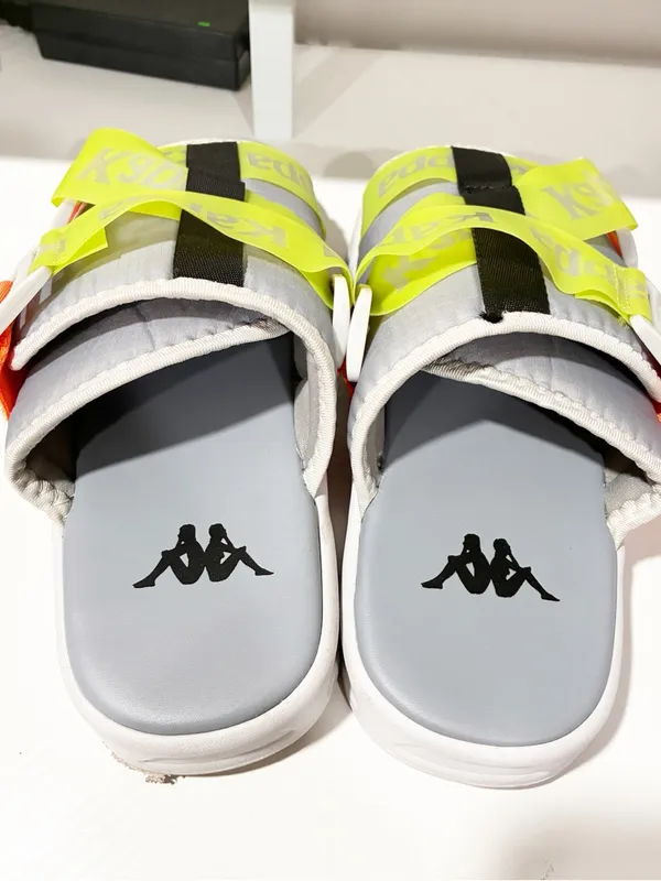 Kappa Slides Authentic Mitel 1 Grey Lime Orange Sandal Size 8 - Image 4