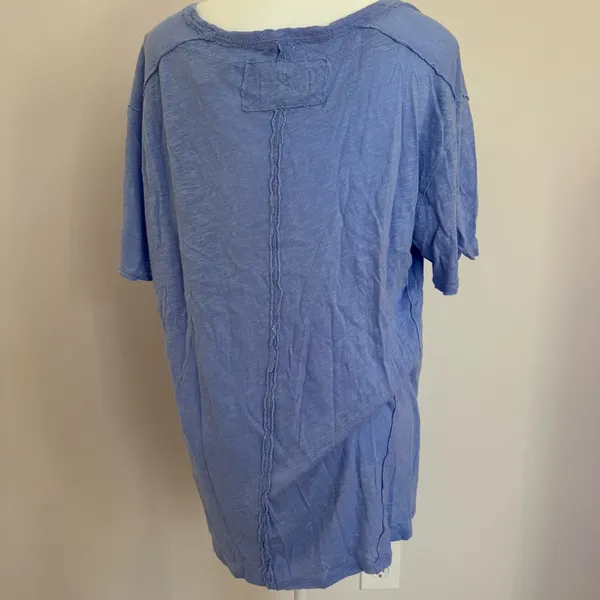 We the Free Periwinkle Blue Cotton and Linen Oversized Slouchy T-Shirt Size S - Image 4