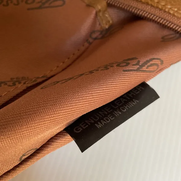 Fossil SHB3207A Brown Genuine Leather Tote Shoulder Bag Cognac Double Handle - Image 12