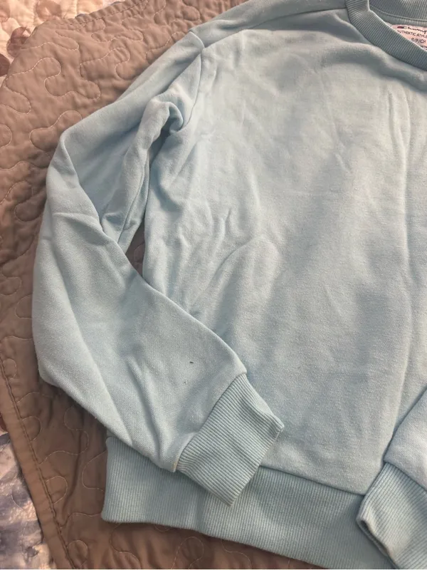 Champion Pale Blue Crewneck Sweatshirt with Yellow Logo - Image 5