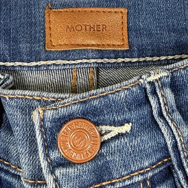 Mother The Insider Ankle Fray Jeans Beyond The Sky Blue Button Fly Size 25 - Image 4
