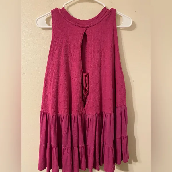 Womens Free People Right On Time Open Back Tunic Tank Top Pink Size‎ Small - Image 3