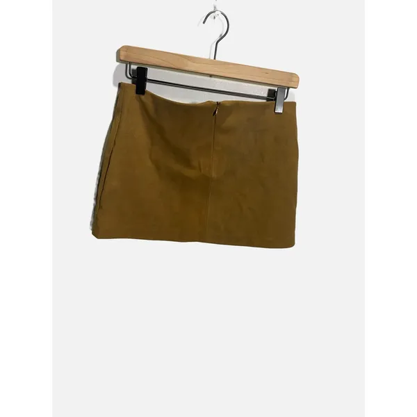 Bershka Mini Skirt Womens S Brown Faux Suede High Waisted Casual Chic - Image 5