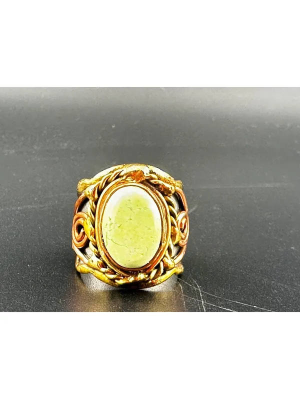 Multi Metal Ring with Natural Green Stone - Image 2