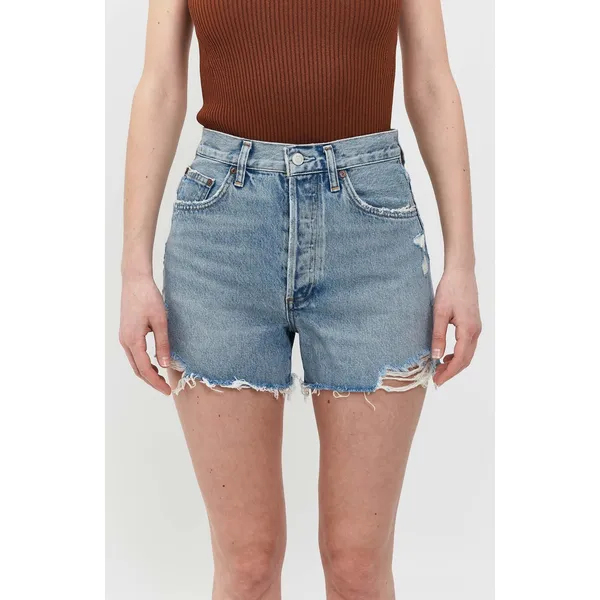 AGOLDE Dee Vintage High Rise Shorts Medium Wash Distressed Size 27 100% Cotton - Image 8