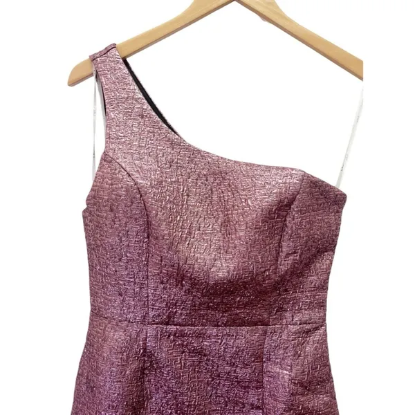 NWT Lulus Pink Metallic Jacquard One Shoulder Mini Dress Sz Small Bodycon Party - Image 5