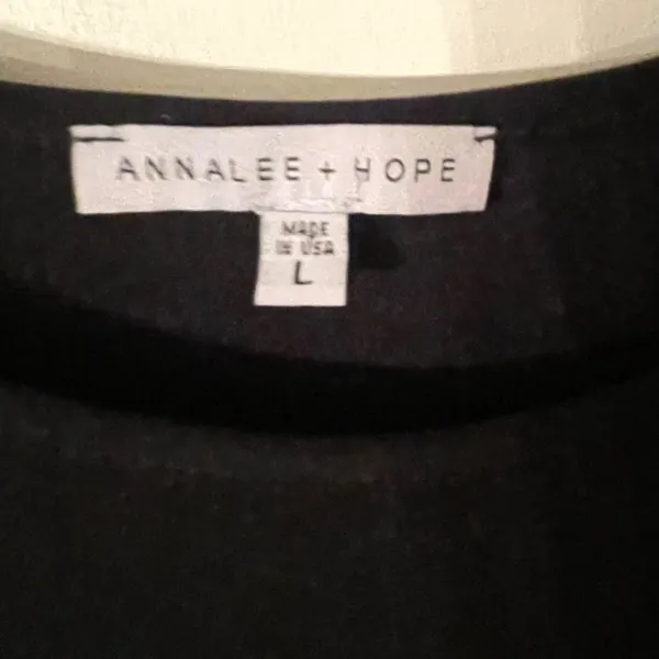 Annalee + Hope Black Faux Leather Trim Shift‎ Dress 3/4 Sleeve Large Made in USA - Image 3
