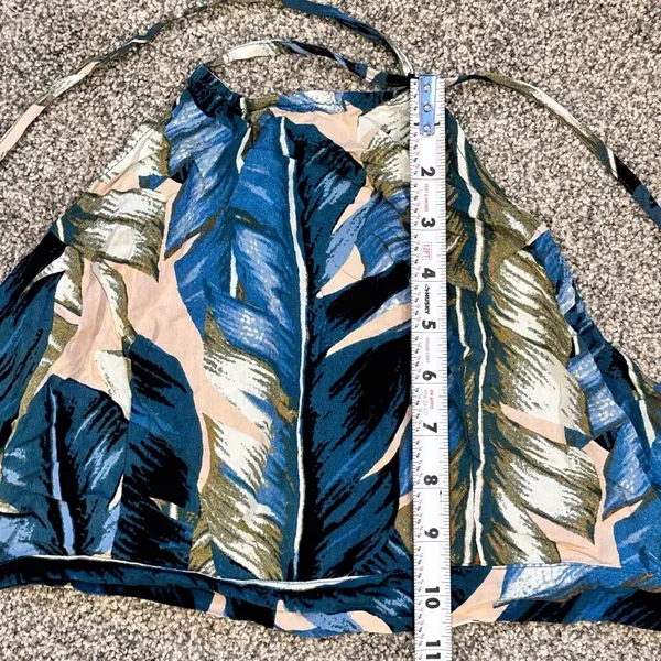 Lulus Back to Your Roots Teal Blue Leaf Print Two-Piece Maxi Dress Top - Image 8