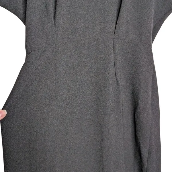 Bobeau Black Wrap Dress Short Sleeve V-Neck Side Tie‎ Small Office Chic Classic - Image 14
