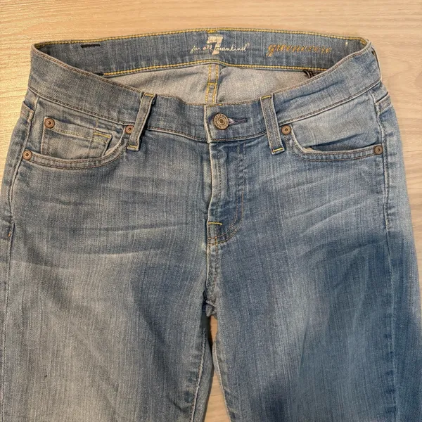 7 For All Mankind Gwenevere Ankle Skinny Blue Jeans raw hem size 24 - Image 3