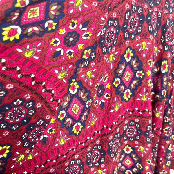 Hollister Bohemian Lace Trim Spaghetti Strap Mini Dress Size Medium Red Blue - Image 7