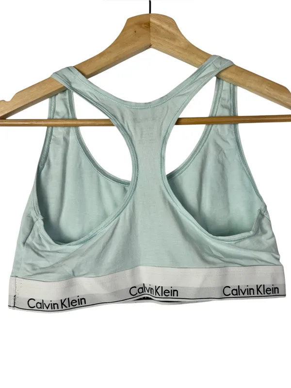 Calvin Klein Light Blue Logo Band Racerback Sports Bra L - Image 3