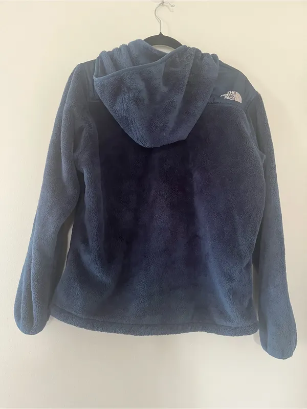The North Face Blue Hooded Fleece Jacket Womens Large Fuzzy Plush Full Zip - Image 6
