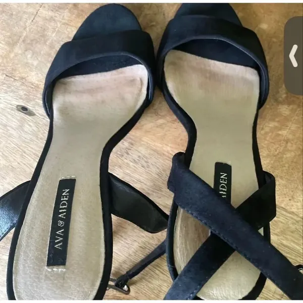 Ava & Aiden Black Genuine Suede Ankle Strap Stiletto Heels Size 7.5 - Image 5