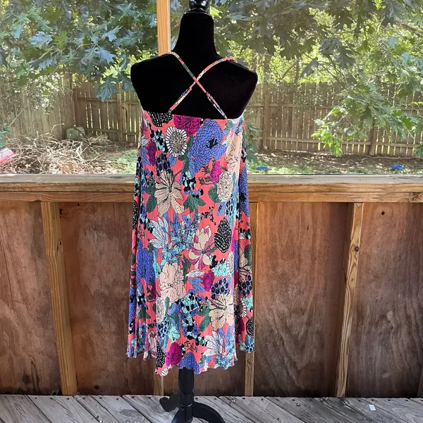 Anthropologie Women's Deva Plisse Colorful Midi Slip Dress Size XSP - Image 5