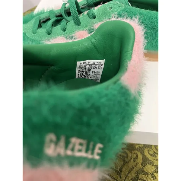 Adidas Gazelle Indoor W Green Pink Hairy Suede Fuzzy Sneakers JP8342 Womens 5.5 - Image 5