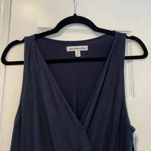 Abercrombie & Fitch Size S Navy Blue Soft Slub Knit Wrap Front Tank Top - Image 4