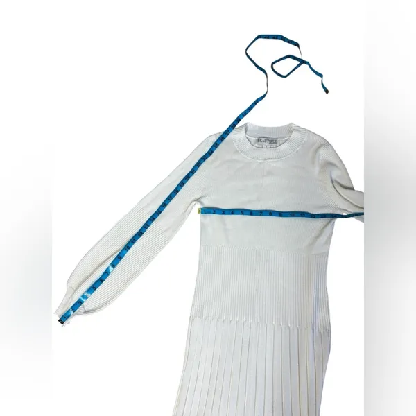 BEAUTIFUL by Lawrence Zarian Rayon Blend Elegant White Knit Dress S Small G#56 - Image 9