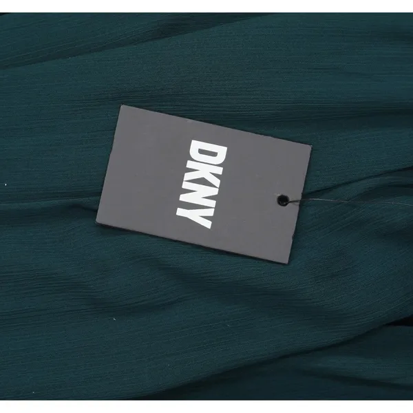 DKNY Chiffon Balloon-Sleeve Faux Wrap Side Slit Maxi Dress Forest Green 8 - Image 4