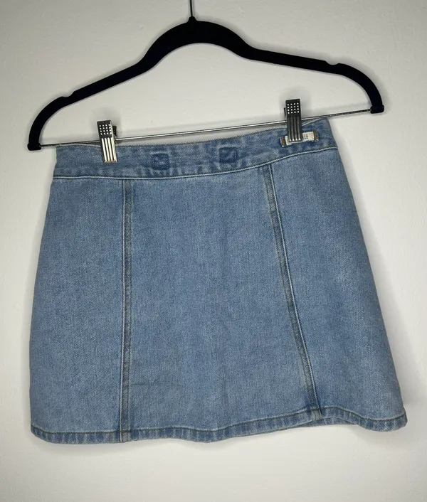 Jean Denim Mini Skirt Bruce Button Front Size 25 - Image 5