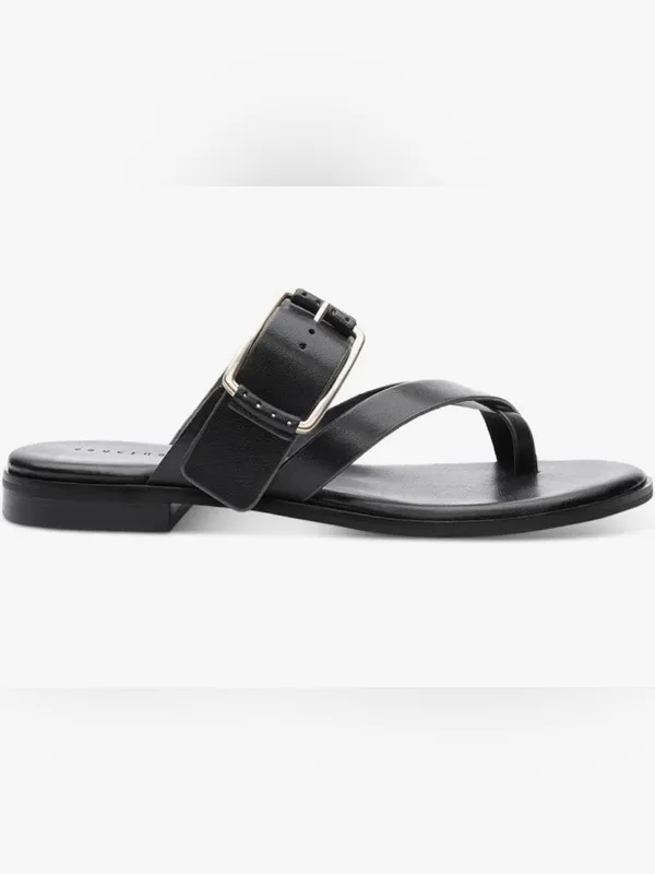 Sanctuary Black Crisscross Buckled Slide Sandals - Image 3