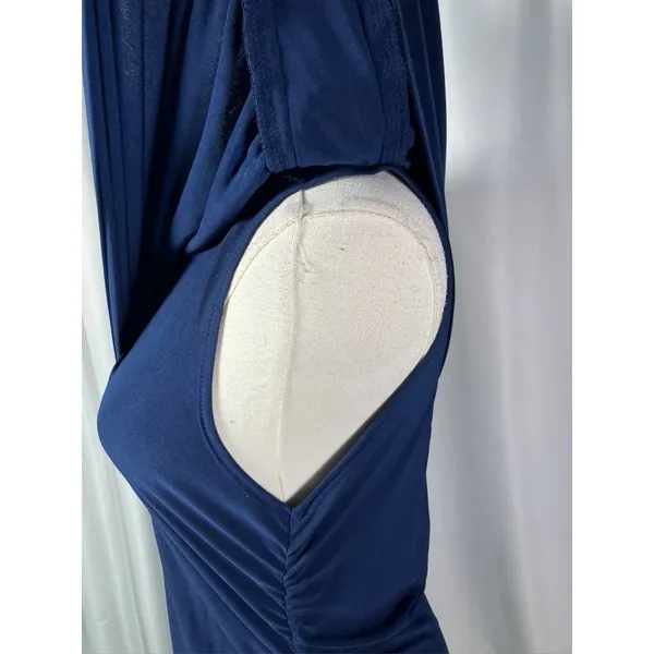 Midnight Velvet Womens Navy Blue Embellished Ruched Evening Gown‎ Dress Size 6 - Image 4