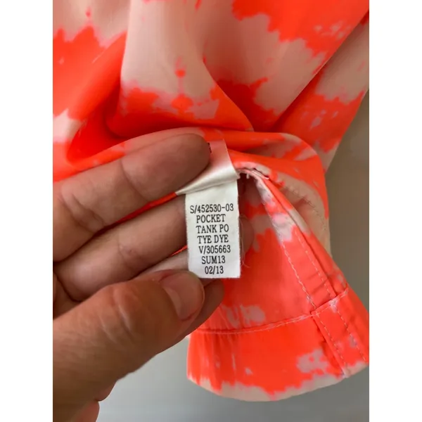 Gap‎ Sz L Orange White Tie Dye Tank Top Shirt Chest Pocket Sleeveless - Image 6