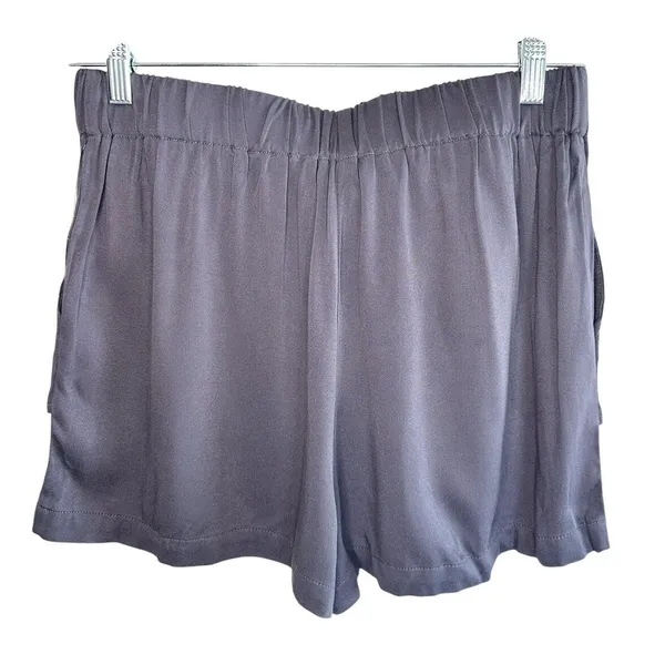 FRYE Women's 100% Rayon Shorts Size M Grey Elastic‎ Waist Tie Front Pockets NWT - Image 2