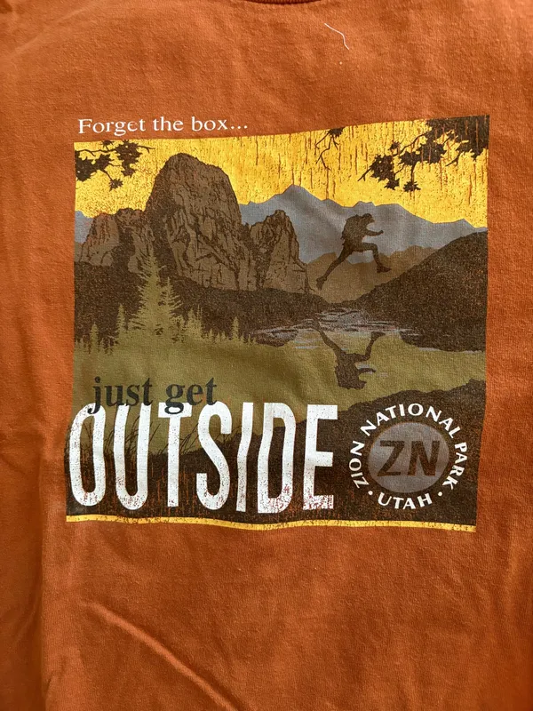 Zion National Park Utah Forget the Box Just Get Outside Orange Long Tee - Image 2