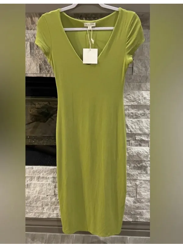 See You Monday V Neck midi dress in lime, NWT M - Image 2