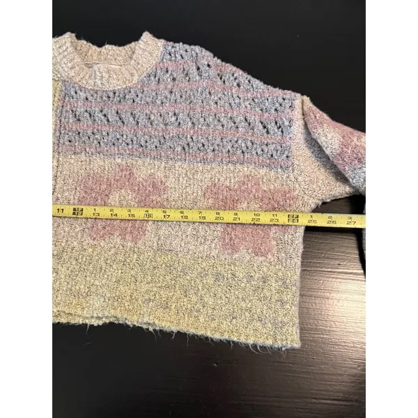 Sincerely Jules Womens Pastel Floral Patchwork Cropped‎ Sweater Small STX211264 - Image 4