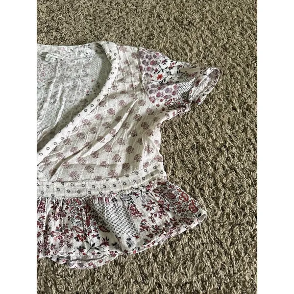 American Eagle Outfitters Women's floral boho patchwork cropped top size large‎ - Image 5