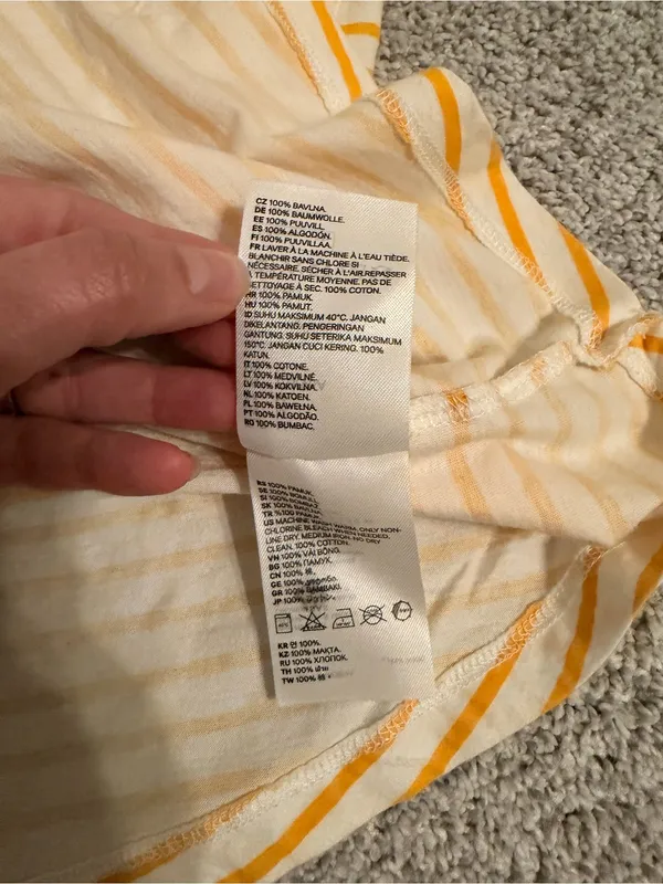 H&M Basics Yellow Stripe Crew Neck Women’s Tee - Image 4