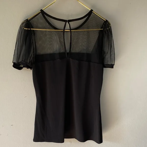 Express Black Top with Sheer Sleeves - Image 10