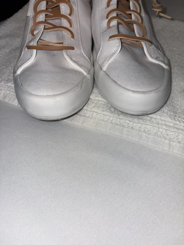 Sperry White Canvas Boat Shoe w/Tan Leather Accents Bermuda Beach style Size 6.5 - Image 2