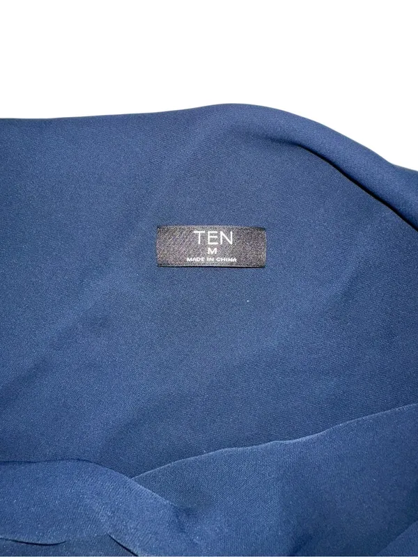 Aritzia TEN Klea One Shoulder Cowlneck Navy Matte Satin Midi Dress MEDIUM - Image 5