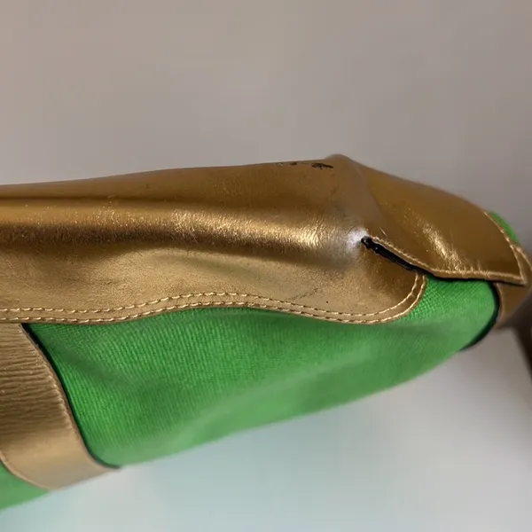 Lauren Ralph Lauren Green and Gold Summer Canvas Tote - Image 14