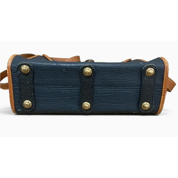 Vintage Dooney & Bourke AWL Carrier Crossbody Navy British Tan Leather USA - Image 4