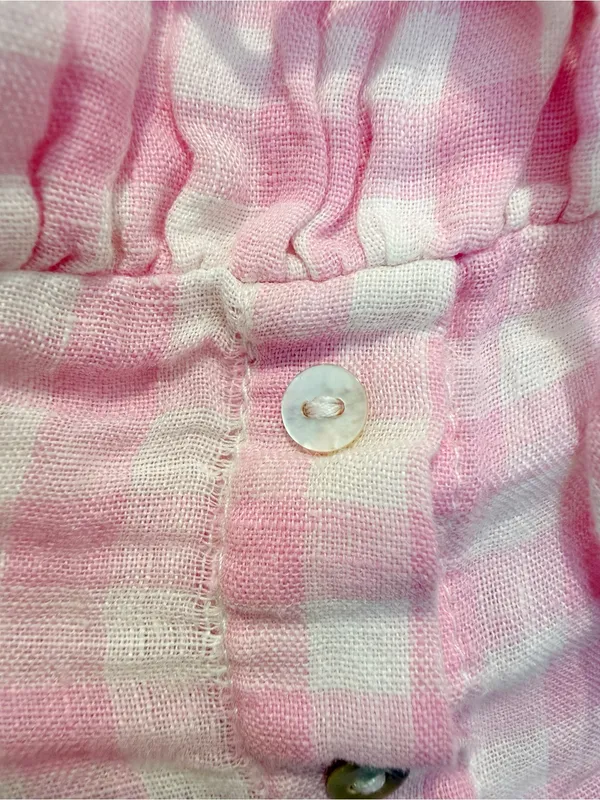 FRANKIE’S BIKINIS‎ Cristabelle Linen Maxi Dress Pink White Gingham Cottagecore - Image 5