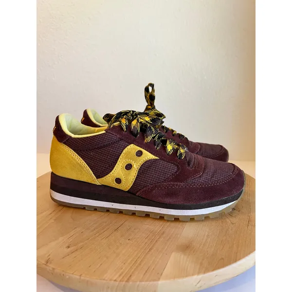Saucony Jazz Maroon & Yellow Suede Leather Lace Up Sneakers Women's Size 8 - Image 9