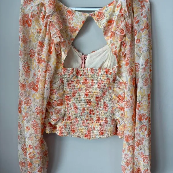 Free People Mabel Printed Blouse NWT Size Medium Floral Long Sleeve - Image 7