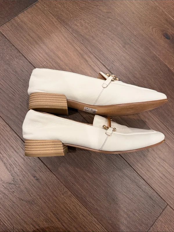 Clarks Women's Pure Block Loafer Flats Cream Leather Size 9 - C63-006 - Image 8